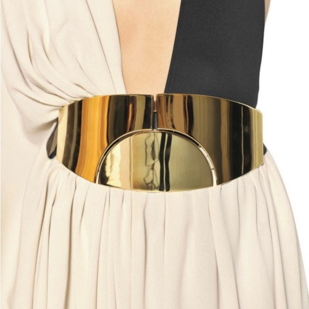 Lanvin  Galvanised gold colored brass metal belt.